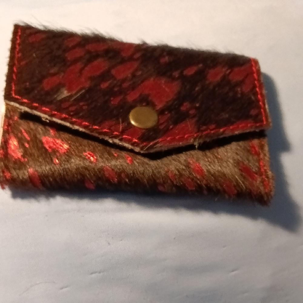 American Darling Red acid wash credit card or business card Cowhide holder